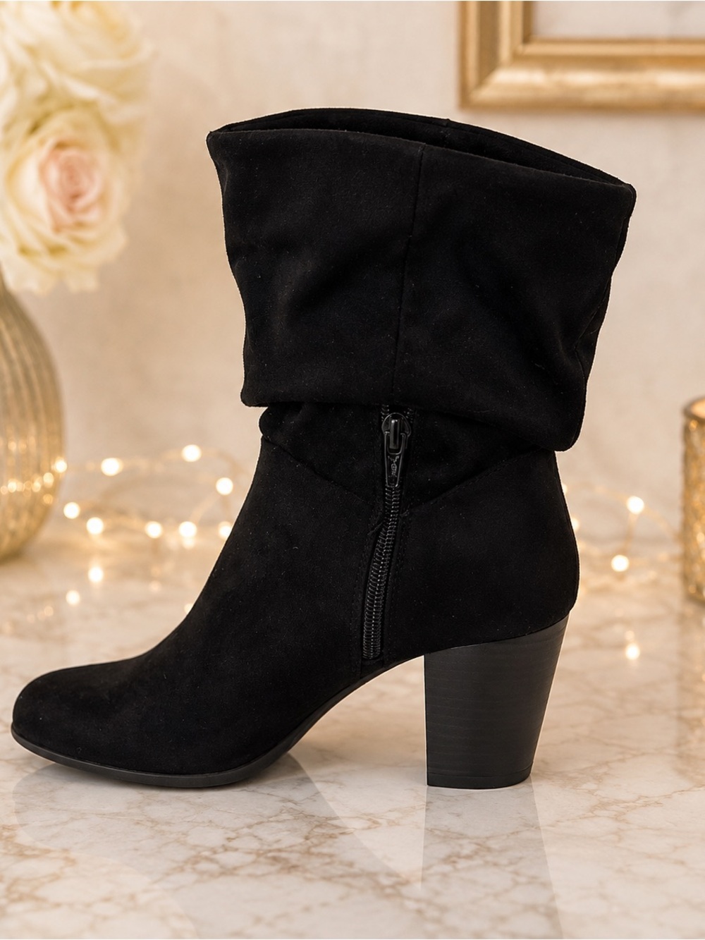 Material Girl Black Heeled Boots